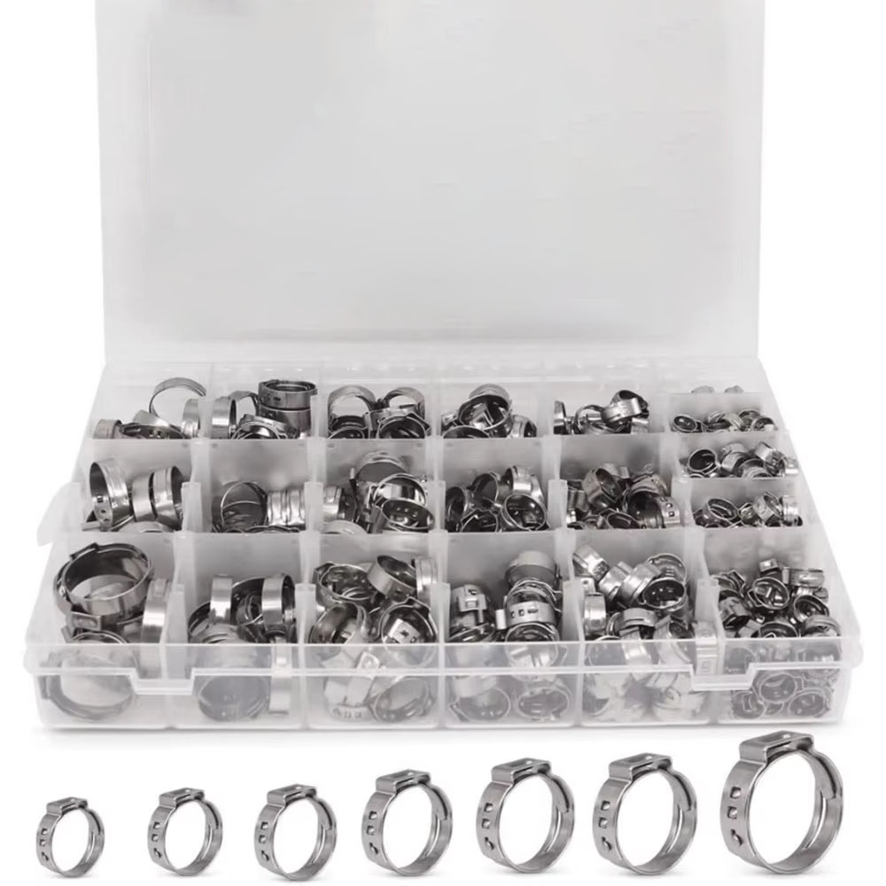 Hose Clamp Assorted - 170개 단일 이어 호스 클램프, 11가지