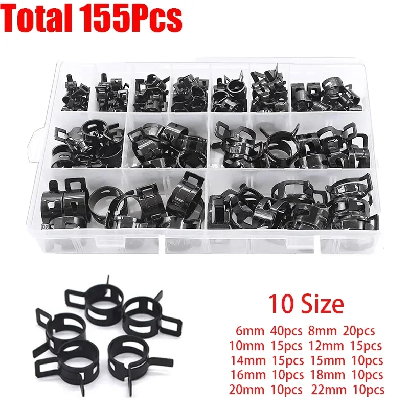 Hose Clamp Assorted - 155Pcs 스프링 밴드 호스 클램프 구색