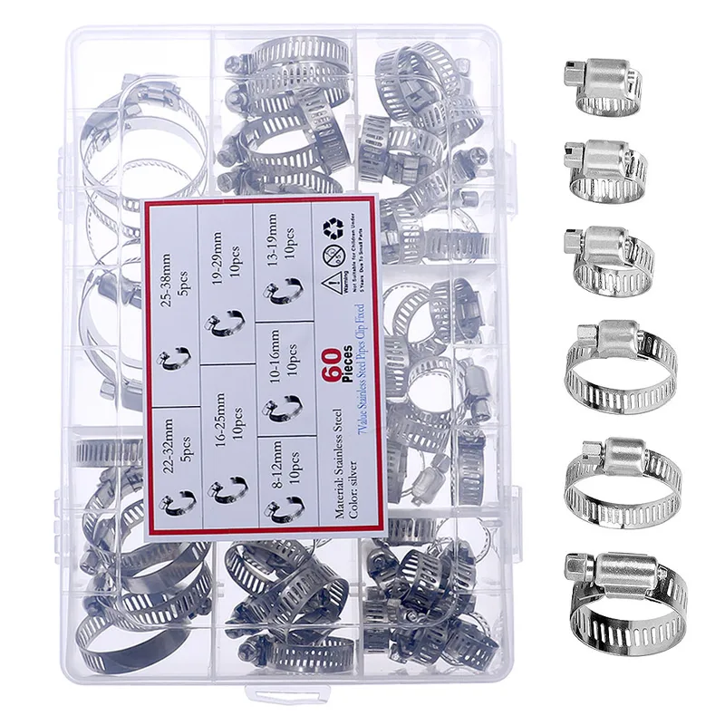 60Pcs 연료 분사 호스 라인 클램프 스테인레스 스틸 - Hose Clamp Assorted 리뷰 및 가격