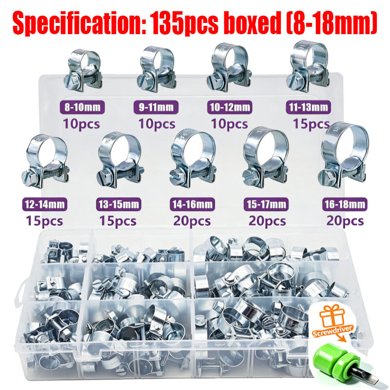 32/60/135개 7-18mm 미니 클램프 연료 주입 - Hose Clamp Assorted 리뷰 및 가격