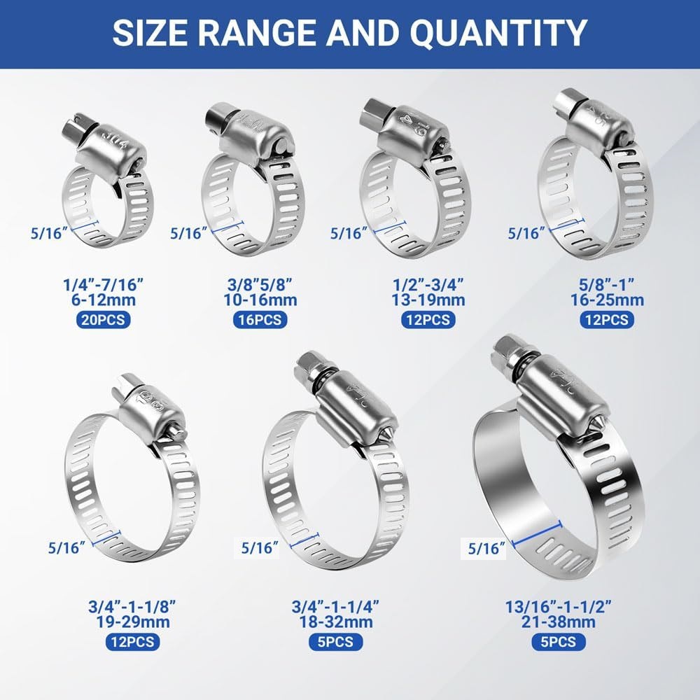 82개 호스 클램프 모음 세트 스테인레스 스틸 웜 기어 - Hose Clamp Assorted 리뷰 및 가격